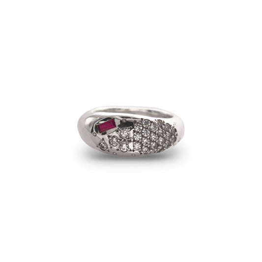 WHITE NOISE RING /  Ruby & CZ